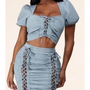 Jean material mini dress